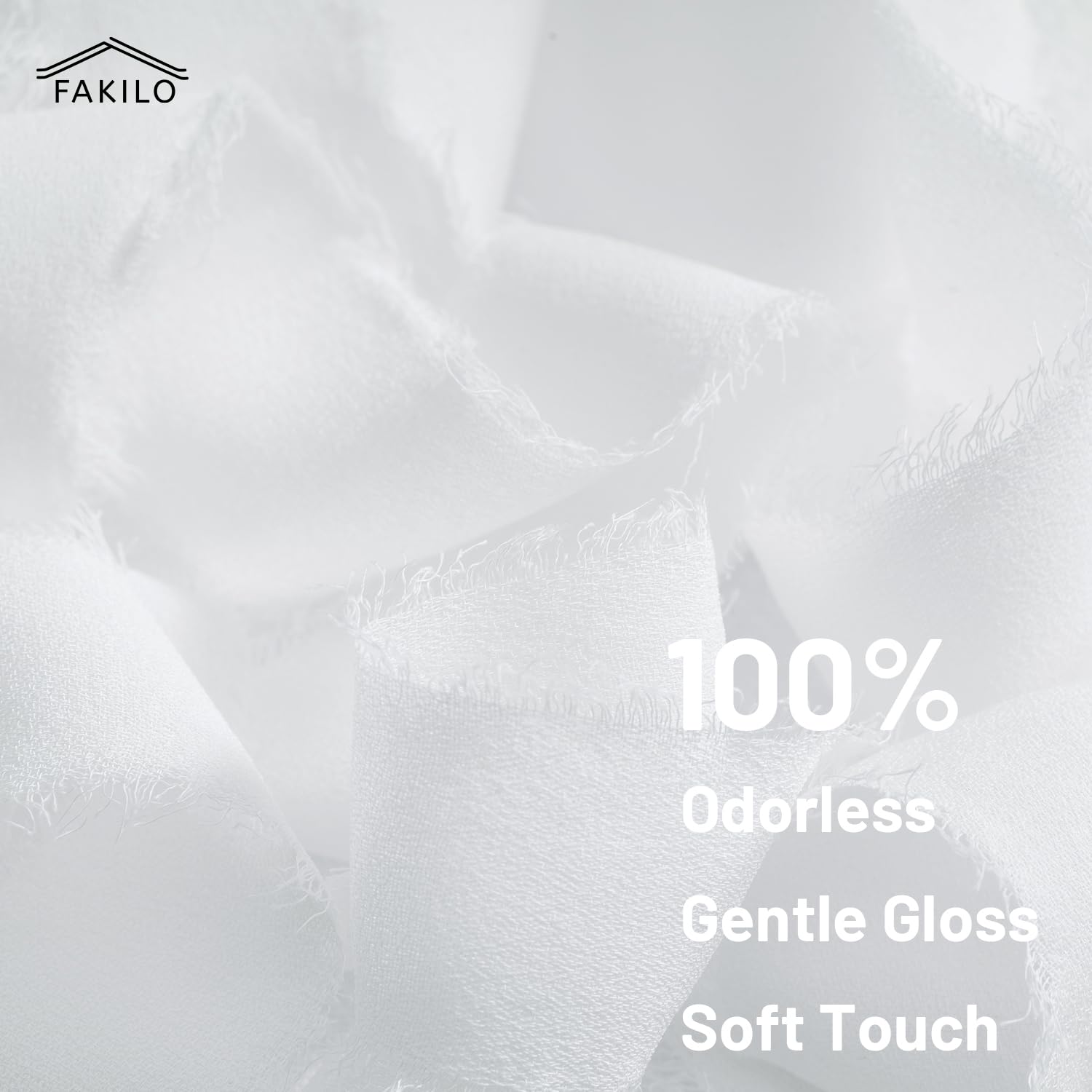 FAKILO Chiffon Ribbon with Frayed Edge, White Ribbon 4 Rolls 1'' X 5 Yd for Wedding Invitations Bridal Bouquets - Image 2
