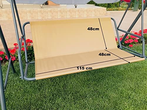 PETELA Garden Swing Seat Cover Garden Hammock Chair Cover Replacement Swing Seat Cover Garden Furniture Swing Chair Outdoor Garden Chair Covers Bench Cover (Beige, 115X48X48cm)