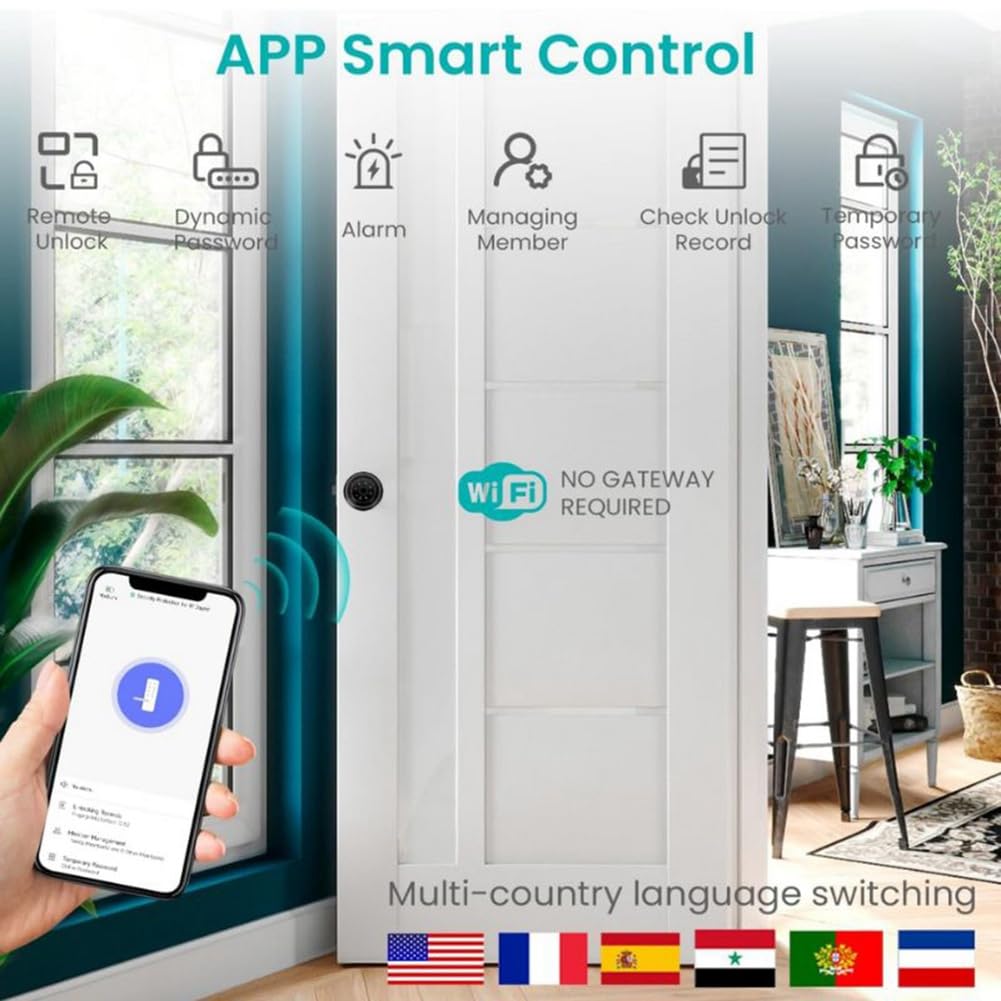Serrure de Porte Intelligente à Empreinte Digitale Tuya Wifi, Serrure de Porte Numérique Sans Clé, Serrure de Chambre, Poignée de Porte Électronique