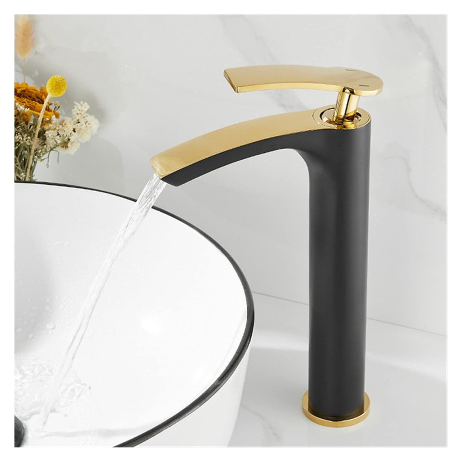 Mooilko Roze Bathroom Faucet Brass Gold Black Bathroom Basin Faucet Cold And Hot Water Mixer Sink Tap Deck Mounted White Gold Tap Easy To Install(Roze)