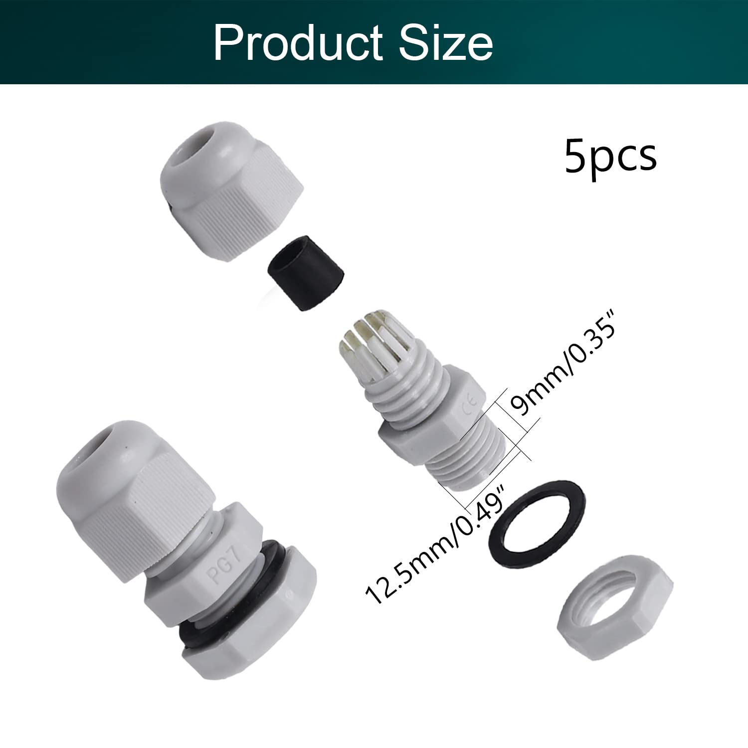 PG7 Plastic Cable Locknut 3-6.5mm PG7 Cable Gland Waterproof Plastic ...