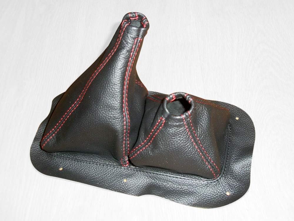 RedlineGoods Shift Boot - DLX Floor Mounted Compatible with Toyota Pickup 1984-88. Tailor Made - not Universal. Genuine top-Grade Italian Black Leather with Black Thread