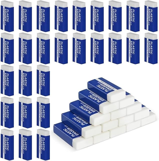 42 Pcs Plastic Erasers 2B Eraser Mini Eraser, Pencil Eraser Soft Eraser for Artists, Kids, School and Office - White