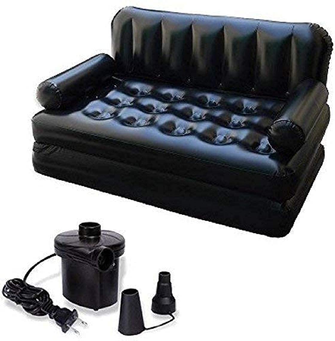 5-in-1 Inflatable Air Sofa Bed with Electric Pump, 200 x 190 cm Queen Size, Convertible Couch for Indoor Outdoor Use, Black-image-37