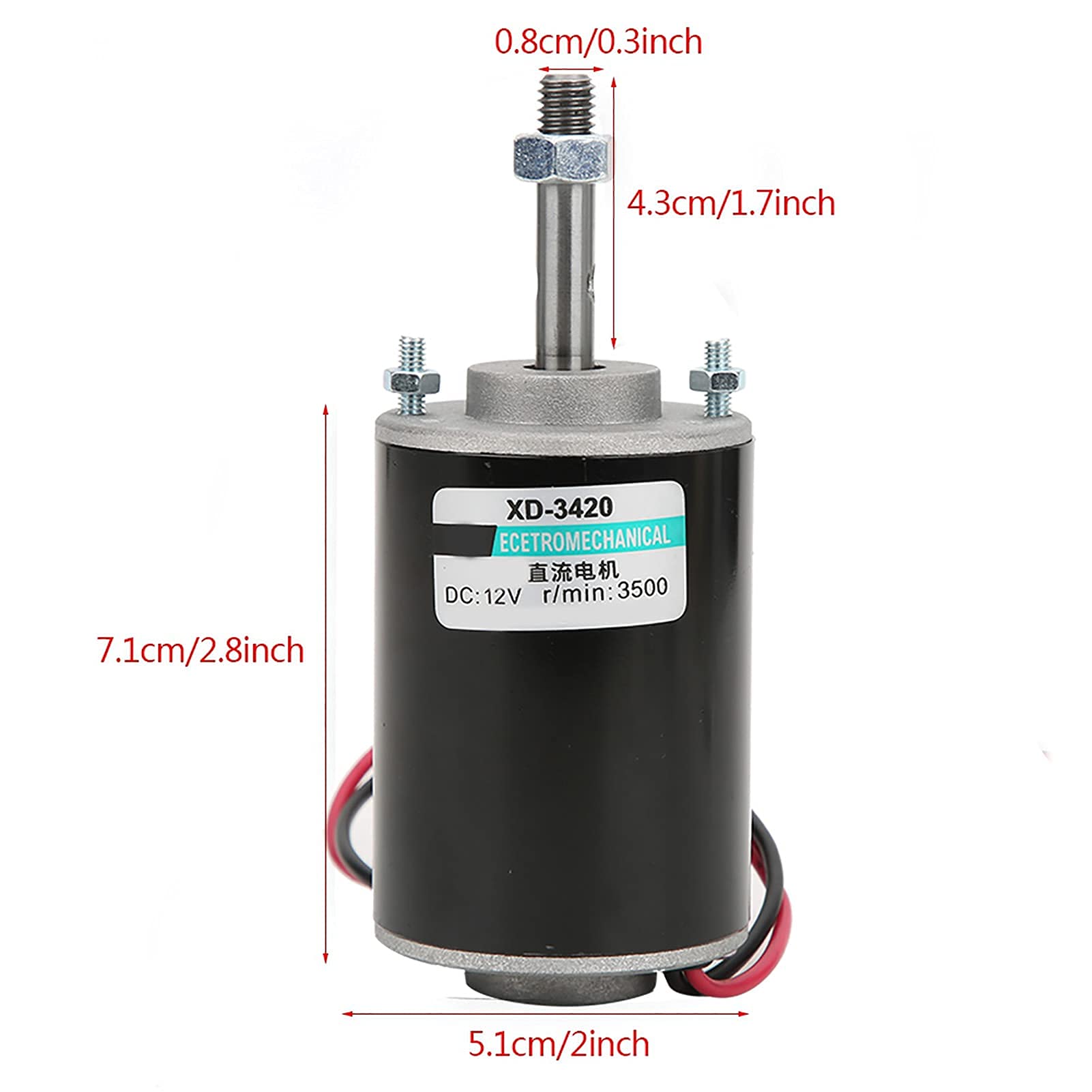Permanentmagnet Gleichstrommotor 30W 12V/24V mit Hoher Drehzahl und Großem Drehmoment für DIY Generator Zuckerwattemaschinen und Kleine Werkzeuge (12V 3500rpm)