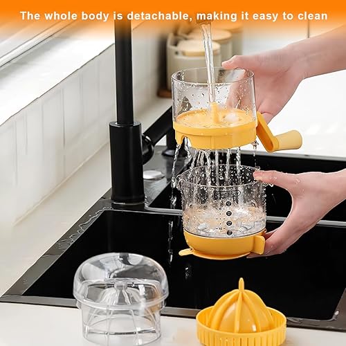 Miniatura 6 de Exprimidor manual de cítricos con taza medidora, prensa manual de plástico transparente para limones, naranjas, pomelo, base giratoria