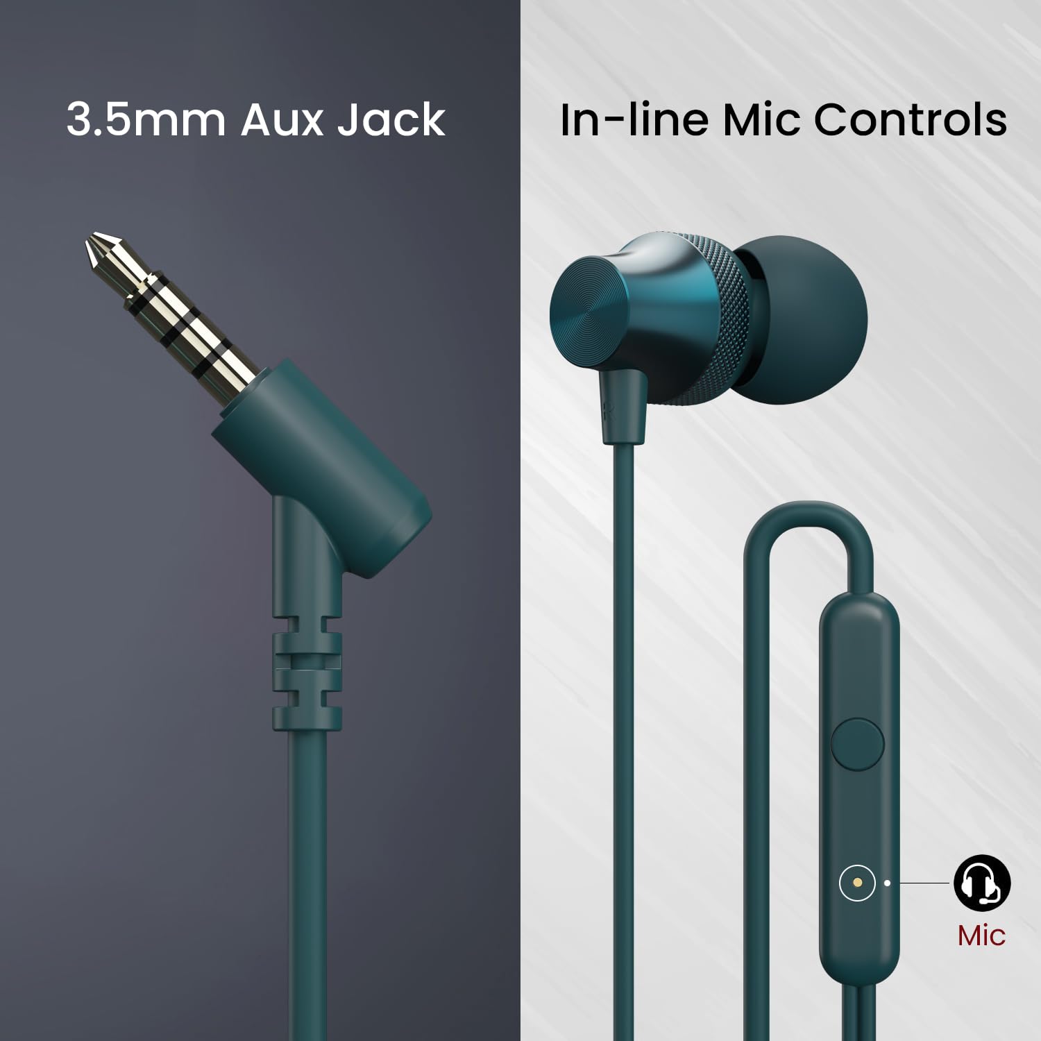Portronics Conch Beat A 3.5mm Aux Jack and In-line Mic Controls