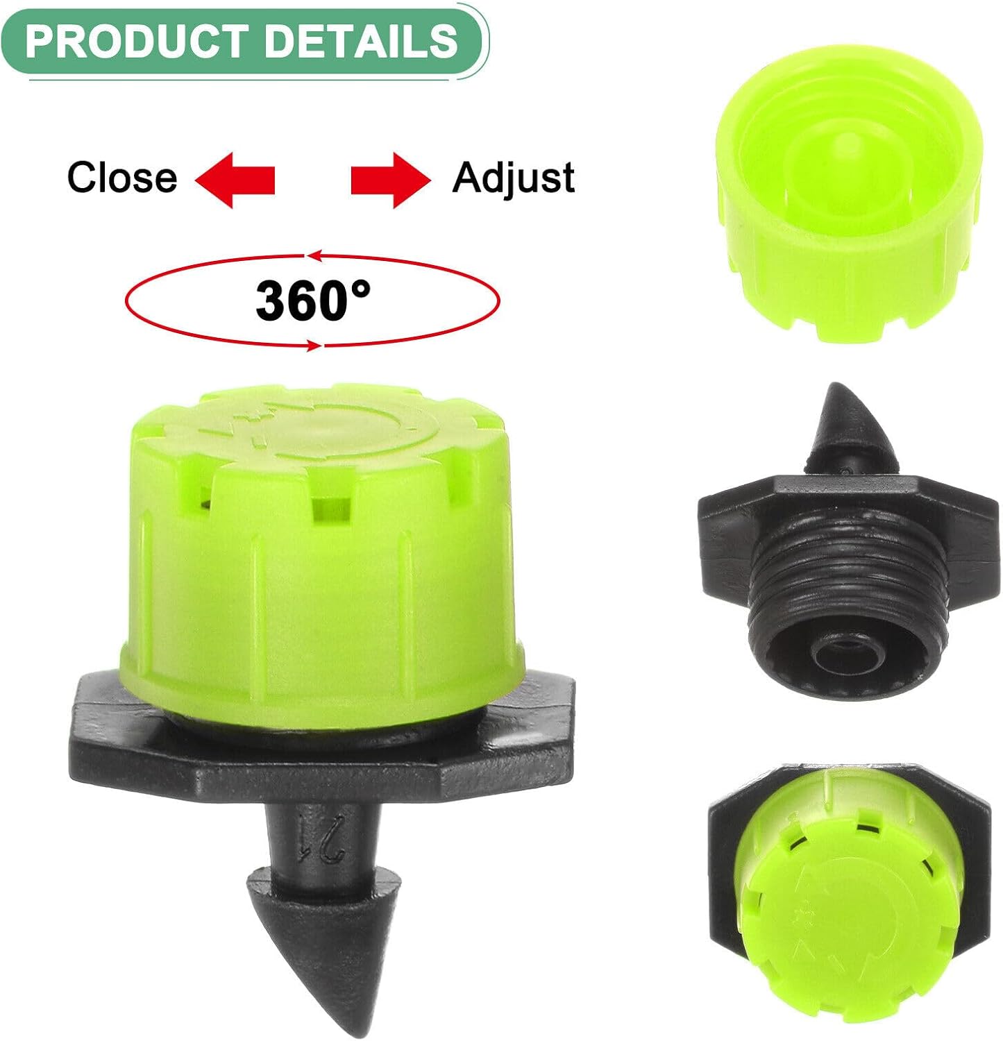 Home and Garden Parts 150Pcs Adjustable Irrigation Dripper 1/4 Emitter Garden Watering System Green #CN/251024/02392