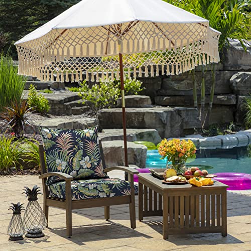 Image of Arden Outdoor Foam Deep Seat Cushions Set, 24x24, Premium High-Density Foam, Never Flattens, Weather-Proof for Patio Chair Sofa Couch, Simone Blue Tropical