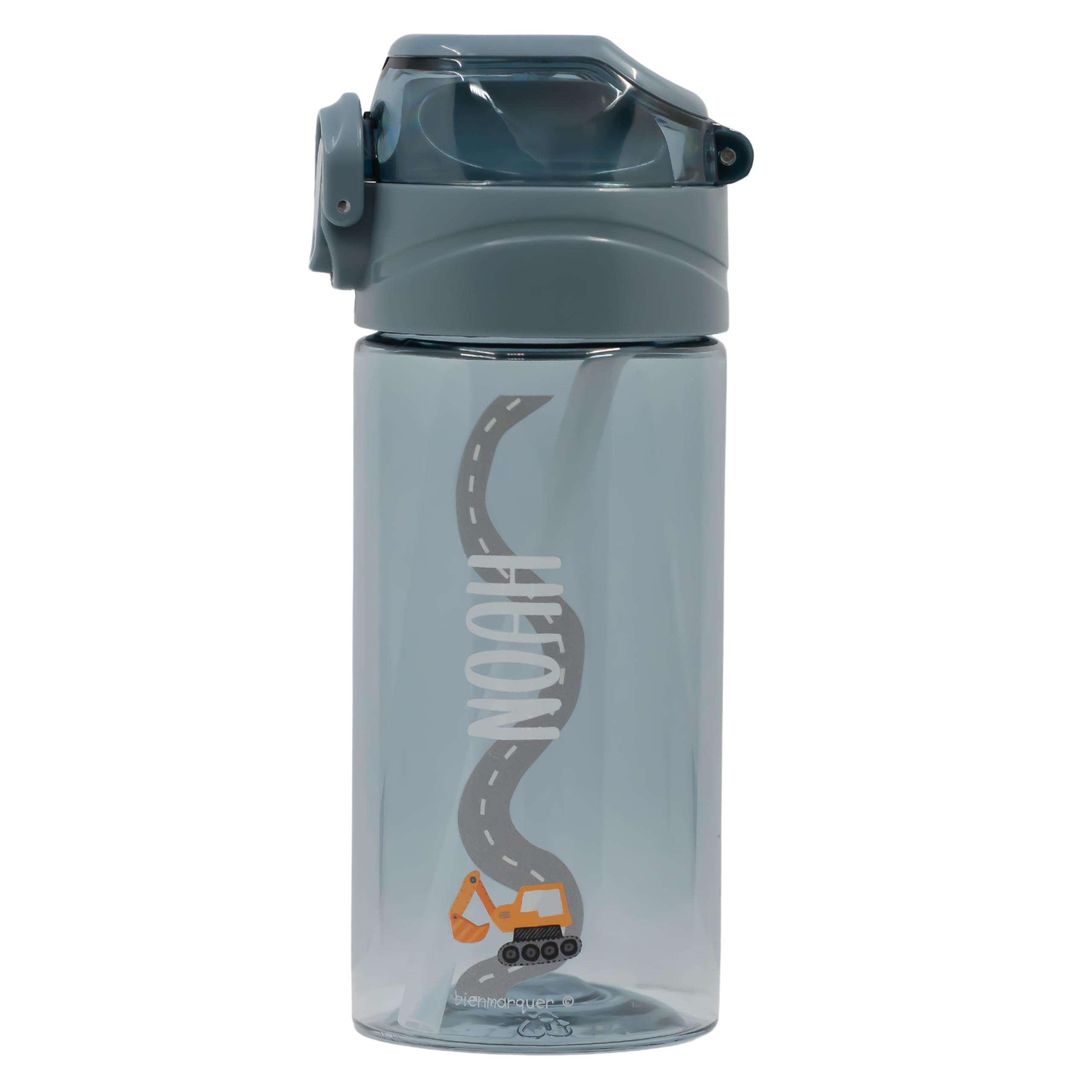 gutmarkiert - Kindertrinkflasche Personalisiert mit Strohhalm. Trinkflasche mit Namen und Motiv personalisierbar. Spülmaschinenfest. Auslaufsicherer Deckel. 450ml (Petrol)