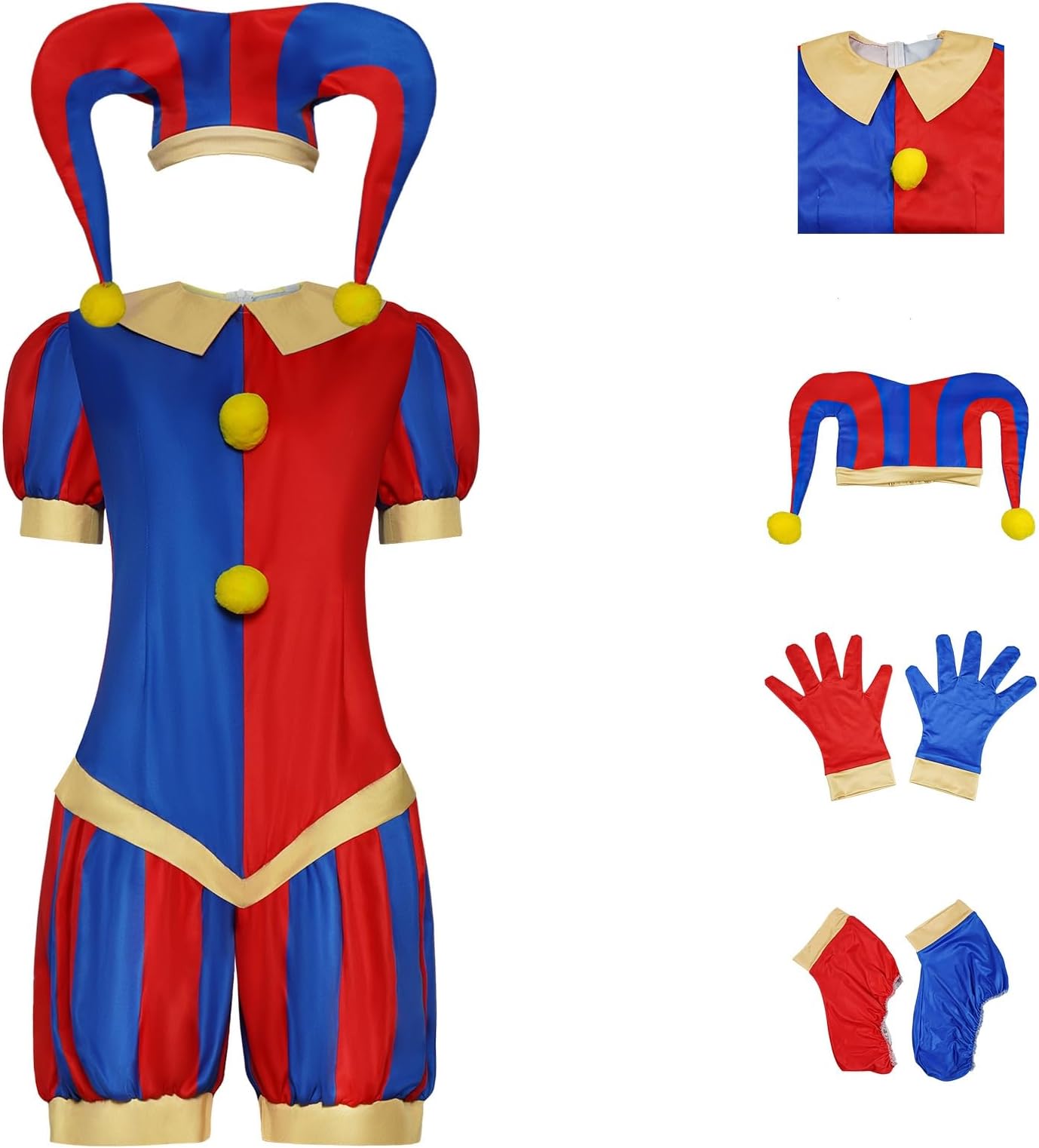 QAQ-COSPLAYPomni Costume for Kids, Digital Circus Jumpsuit Halloween Costume Dress Up