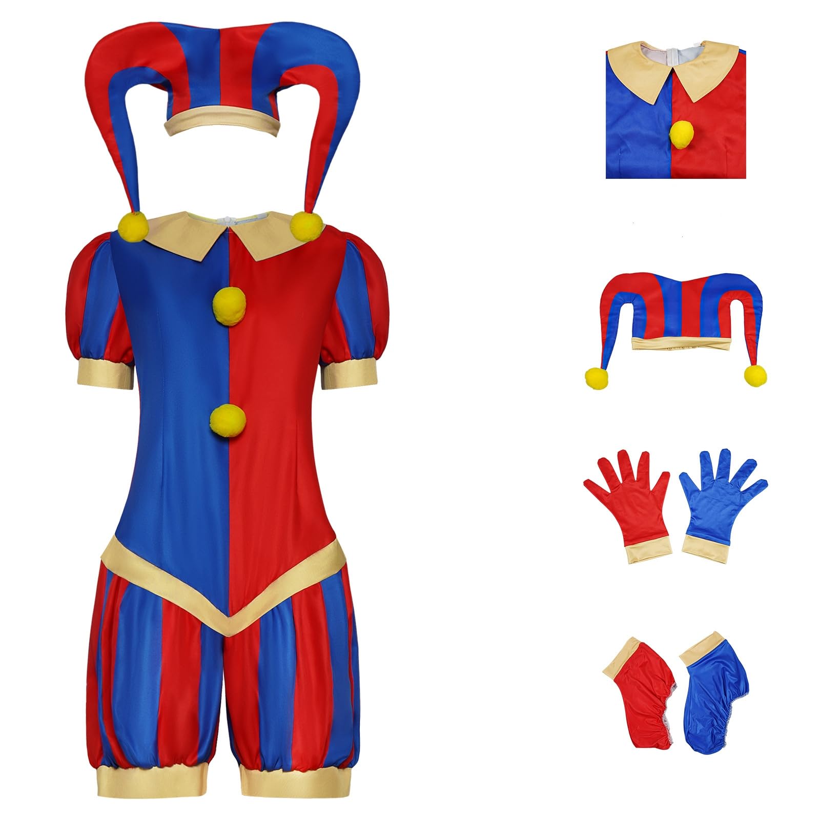 QAQ-COSPLAYPomni Costume for Kids, Digital Circus Jumpsuit Halloween Costume Dress Up