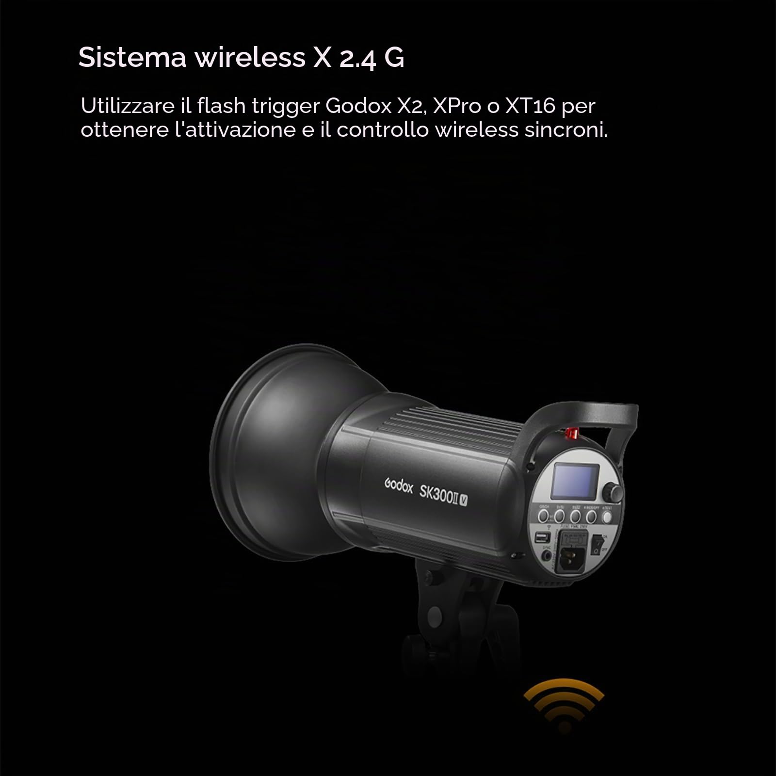 GODOX SK400II-V 400Ws Photo Studio, 2.4GHz GN65 5600±200K Strobe Light | Bowens Mount, con LED Modellabile Lampada, Tempo di Riciclaggio 0.1-1.5s, Sistema X Wireless 2.4GHz