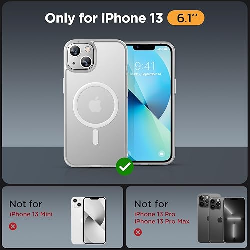 Miniatura 600 de Miracase - Funda magnética para iPhone 13 de 6.1 pulgadas (compatible con MagSafe) (con 2 protectores de pantalla), protección de grado militar