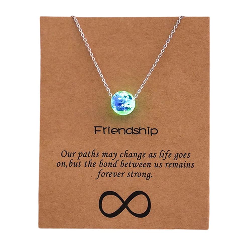 SiopueFriendship Gifts for Women Men Glow in the Dark Necklace for Best Friend Birthday Gifts for BFF Christmas Gifts for Bestie Necklace with Message Card