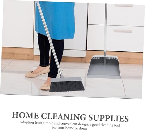 Miniatura 4 de Juego de recogedor de escoba Accesorios de limpieza para el hogar, mango largo, escoba de empuje para uso doméstico, plástico, acero inoxidable,