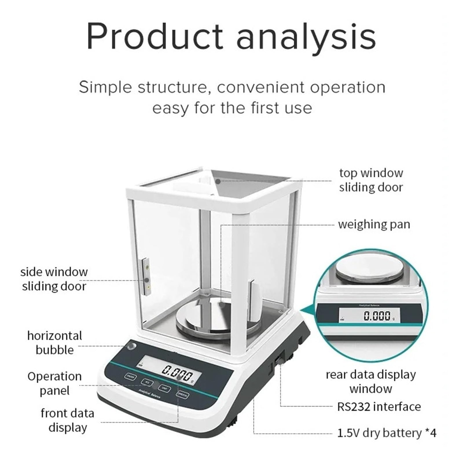 Balanza analítica digital Báscula de laboratorio Microbalanza Balanza de precisión electrónica 200 g 300 g Rango 0.001 g Resolución Respuesta Rápida(FA2003S (200g 1mg))