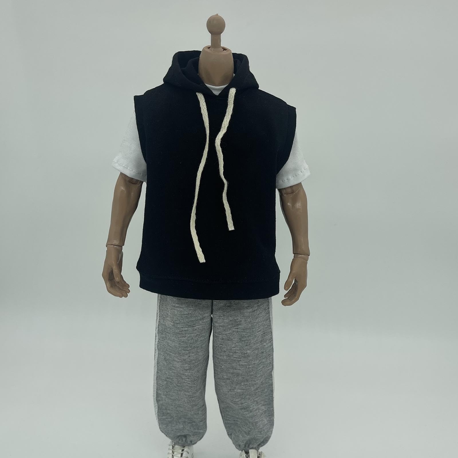 Amagogo 3x 1/6 ärmelloses Hoodie-Hosen-Set, handgefertigte Puppenkleidung, modisches Miniatur-Kleidungskostüm für 12-Zoll-Verkleidung, Actionfiguren-Zubehör, schwarzer Kapuzenpullover