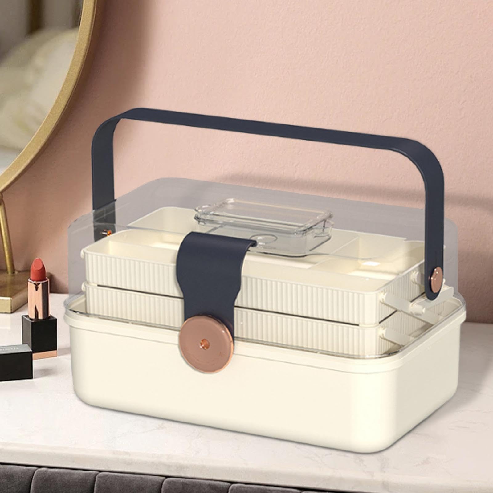 jojomis Medical Box Organizador de primeros auxilios – Estuche de medicina de gran capacidad de 3 capas con cerradura para niños, kit de emergencia portátil a prueba de polvo para el hogar, lugar de