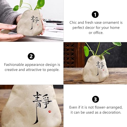 Miniatura 3 de COHEALI Jarrón de cerámica para jarrón pequeño, decoración de forma de habitación de jardín, inauguración de la casa, Zen chino moderno, contenedor