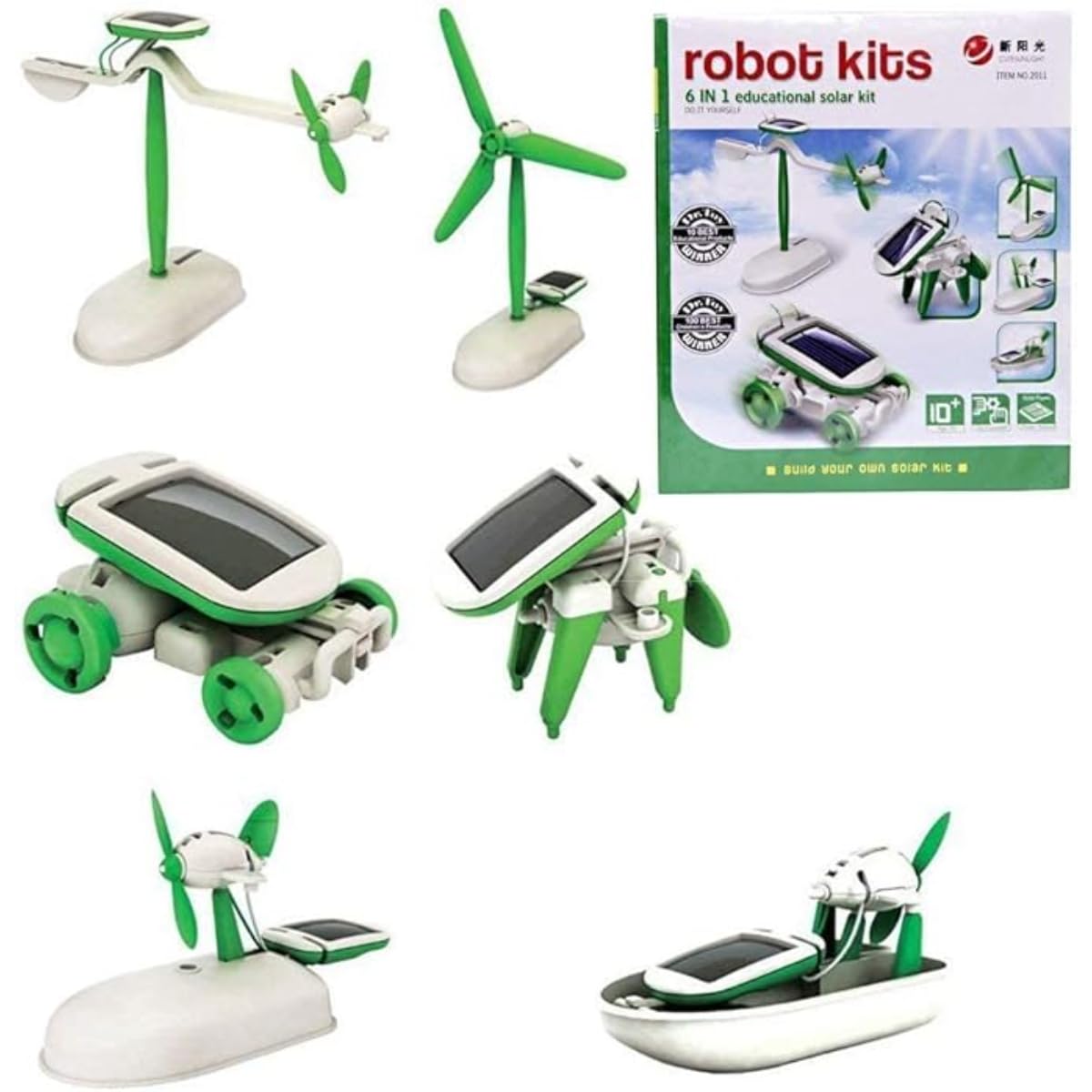 6-in-1 Solar Robot Kit for Kids, Educational STEM Toy for Learning Solar Energy, Build Car, Robot, Fan, Boat, Ideal for Kids and Adults, Battery-Free Fun and Learning