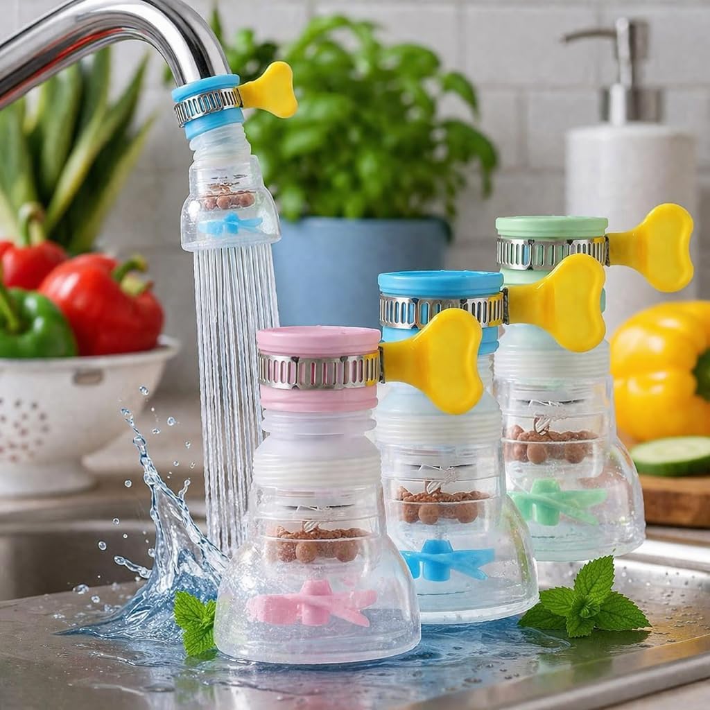 Kitchen Tap Extension – Pack of 1 | Flexible Anti-Splash Water Saving Faucet Filter | Movable 360° Rotatable Sink Tap Extender with Shower Head Nozzle Adapter for Kitchen Sink (Multi Colour)-image-34