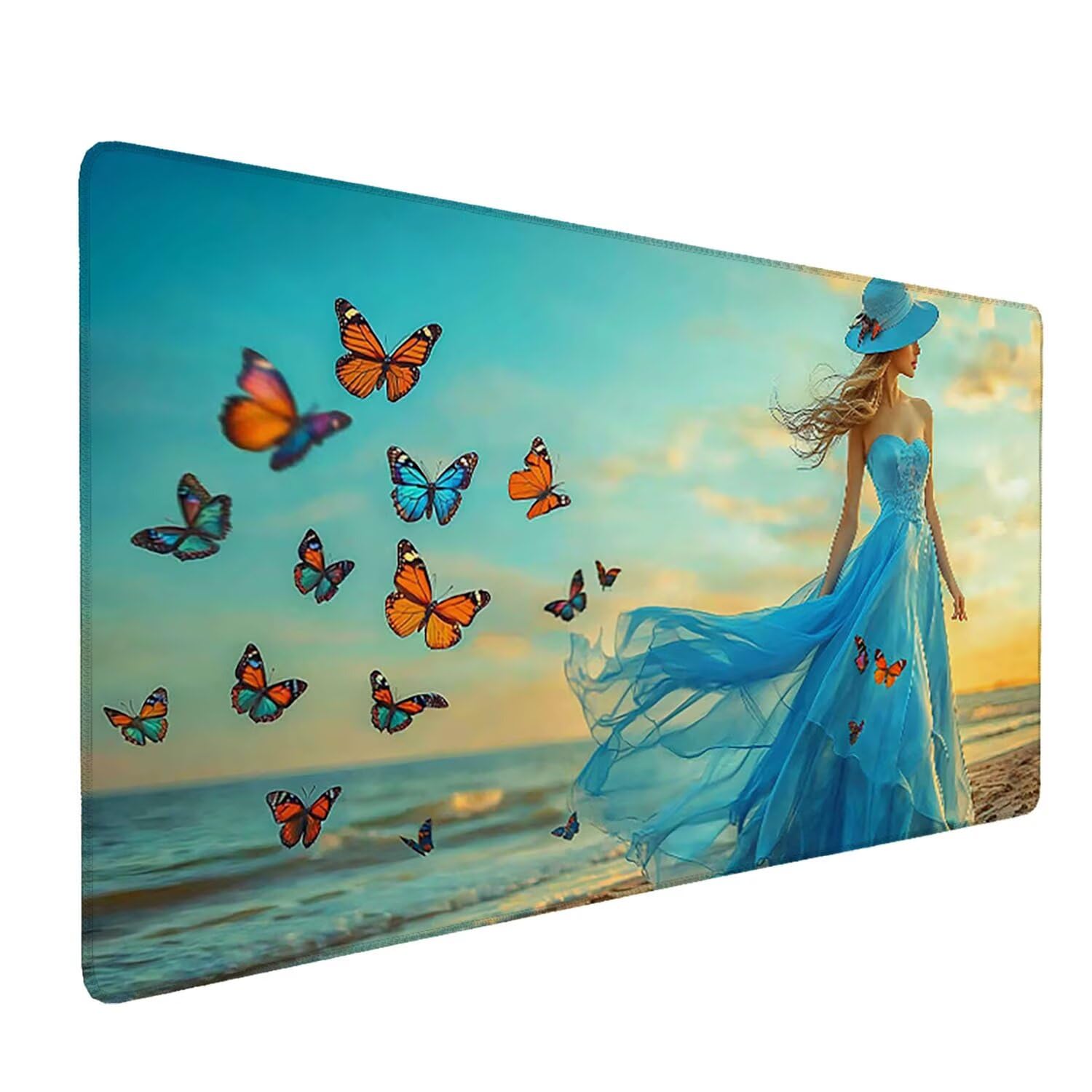 Podkładka pod mysz do gier, 1600 x 800 mm, XXL, duża gamingowa podkładka pod mysz, wodoodporna podkładka pod mysz, długa podkładka na biurko z przeszytymi krawędziami, mata na biurko z gumową