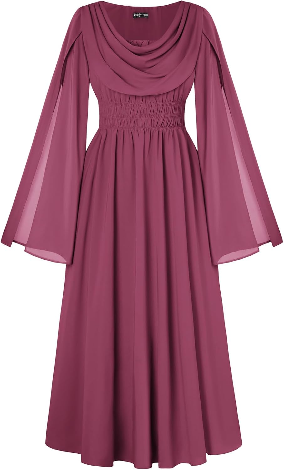 Scarlet Darkness Women Renaissance Dress Split Bell Sleeve Cowl Neck Peasant Medieval Dress