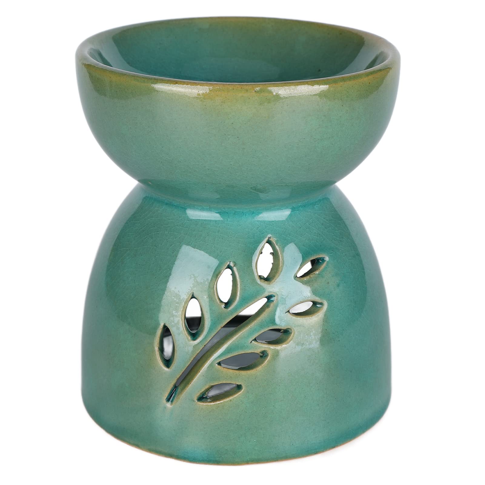 Zyyini Ceramiczny palnik olejków eterycznych, dyfuzor zapachowy aromaterapia aromaterapia wosk zapachowy palnik topiący, do domu sypialni oczyszczania powietrza, akcesoria do medytacji spa jogi (niebieski zielony 11 x 9 cm)