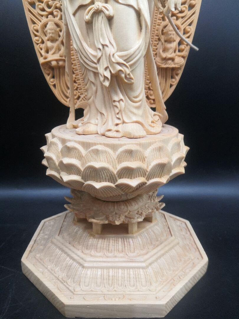 Amazon.co.jp: 彫刻仏像 阿弥陀三尊 日光菩薩 八角蓮華丸台座 観音菩薩 