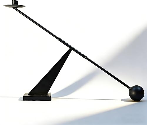 Portavelas moderno de metal negro, portavelas decorativo, portavelas cónico (no incluye vela)