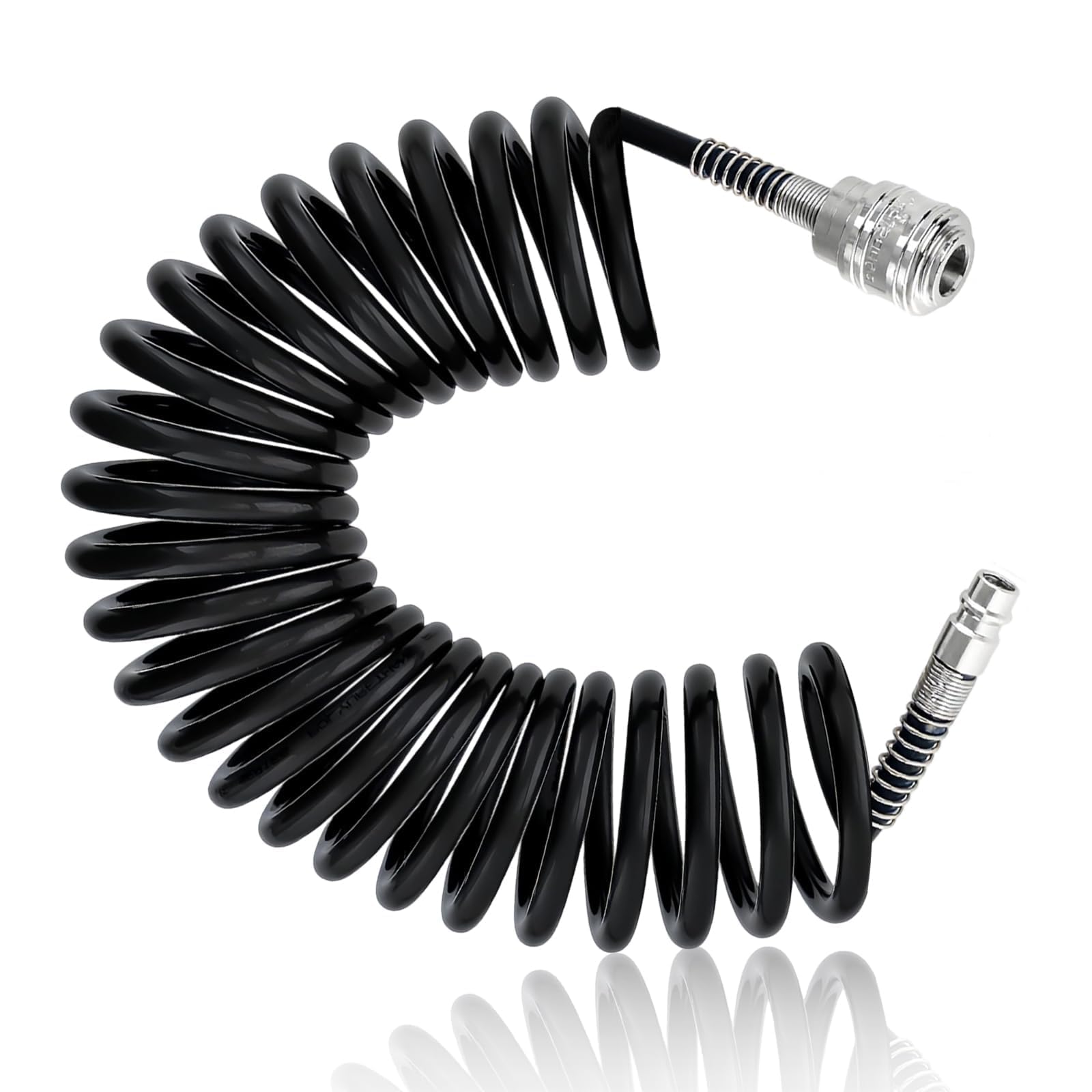 TIANLIN 5M PU Air Compressor Hose Black, with 1/4" Quick Connect Fittings, Coiled Air Line Hose 6.5mm x 10mm (Max Pressure 10 Bar) for Compressor โ image 1