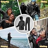 LAMA Regenanzug (Regenjacke + Regenhose) Damen Herren, Reflektierender Regenanzüge wasserdichte Kapuzenjacke, Atmungsaktive Regenjacke Regenhose, Raincoat Rainwear mit Kapuze Kapuzenjacke Schwarz XL