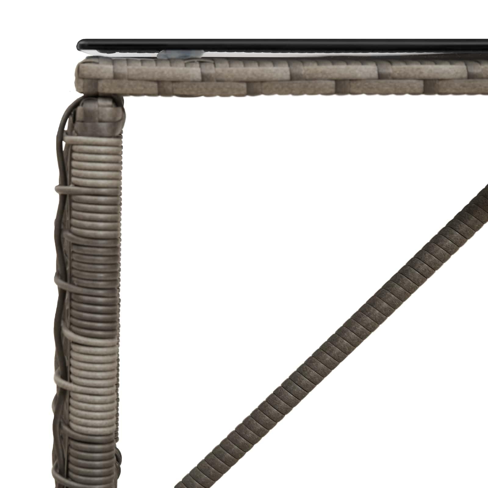 Tavolo da giardino, terrazza, balcone, in rattan sintetico e vetro, 80 x 40 x 40 cm, resistente alle intemperie, per giardino, terrazza, balcone, look rustico per cene e caffè all'aperto