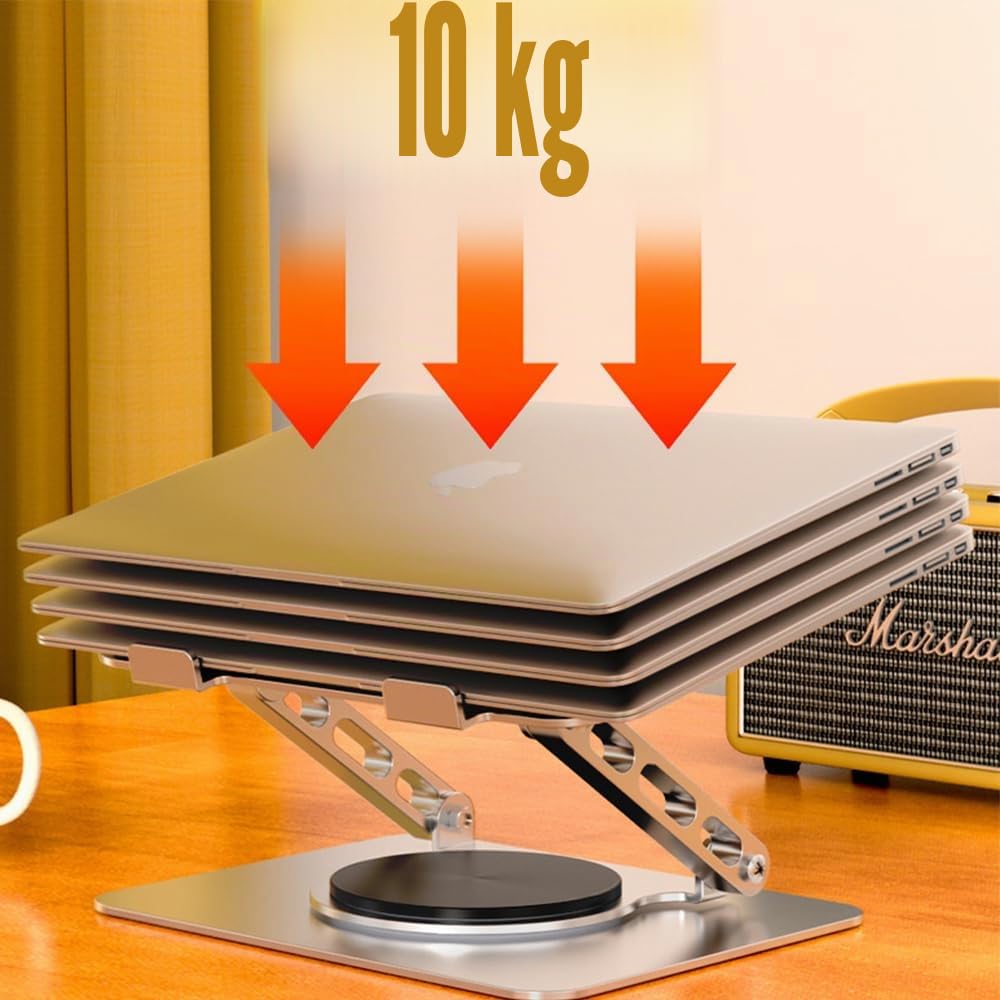 360° Supporto PC Portatile Pieghevole Ergonomico da Scrivania, Porta Laptop Stand Ergonomico Compatibile con Portatili e Tablet da 10"-17.3", Argent