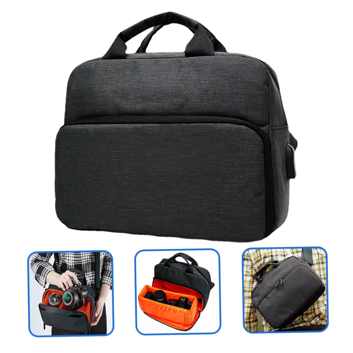 Borsa per Fotocamera Reflex a Tracolla Oxford, Cerniera e Imbottitura Spessa, per Campeggio e Viaggio