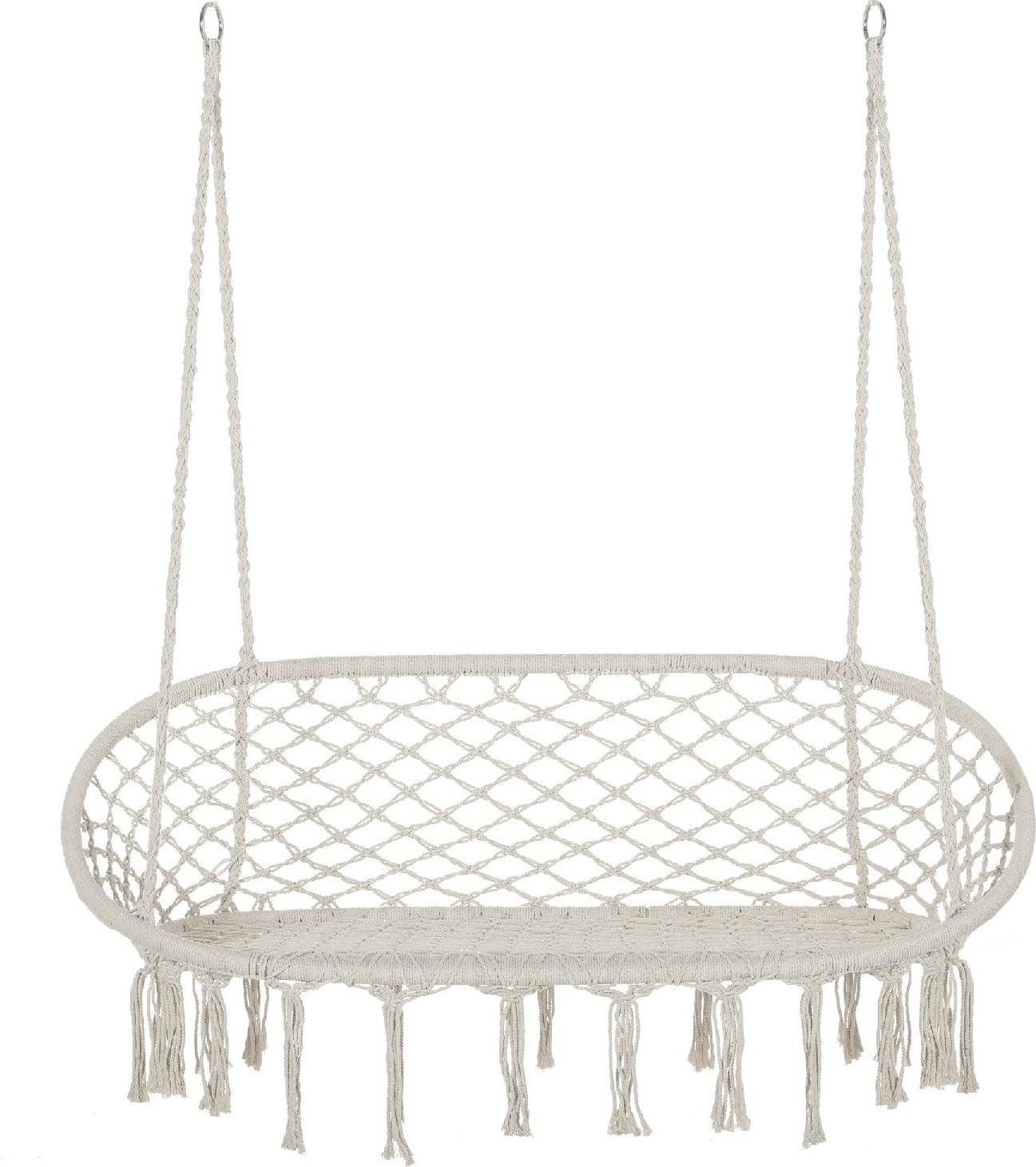 Poltrona Sospesa da Giardino Sedia Sospesa Dimensioni 130x75x40 cm in Metallo/Cotone Colore Crema