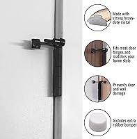 Vista 5 de DCC Home Decor - Paquete de 3 topes de puerta de color negro mate de alta calidad con parachoques de goma extra ajustable de 2.5 pulgadas de ancho