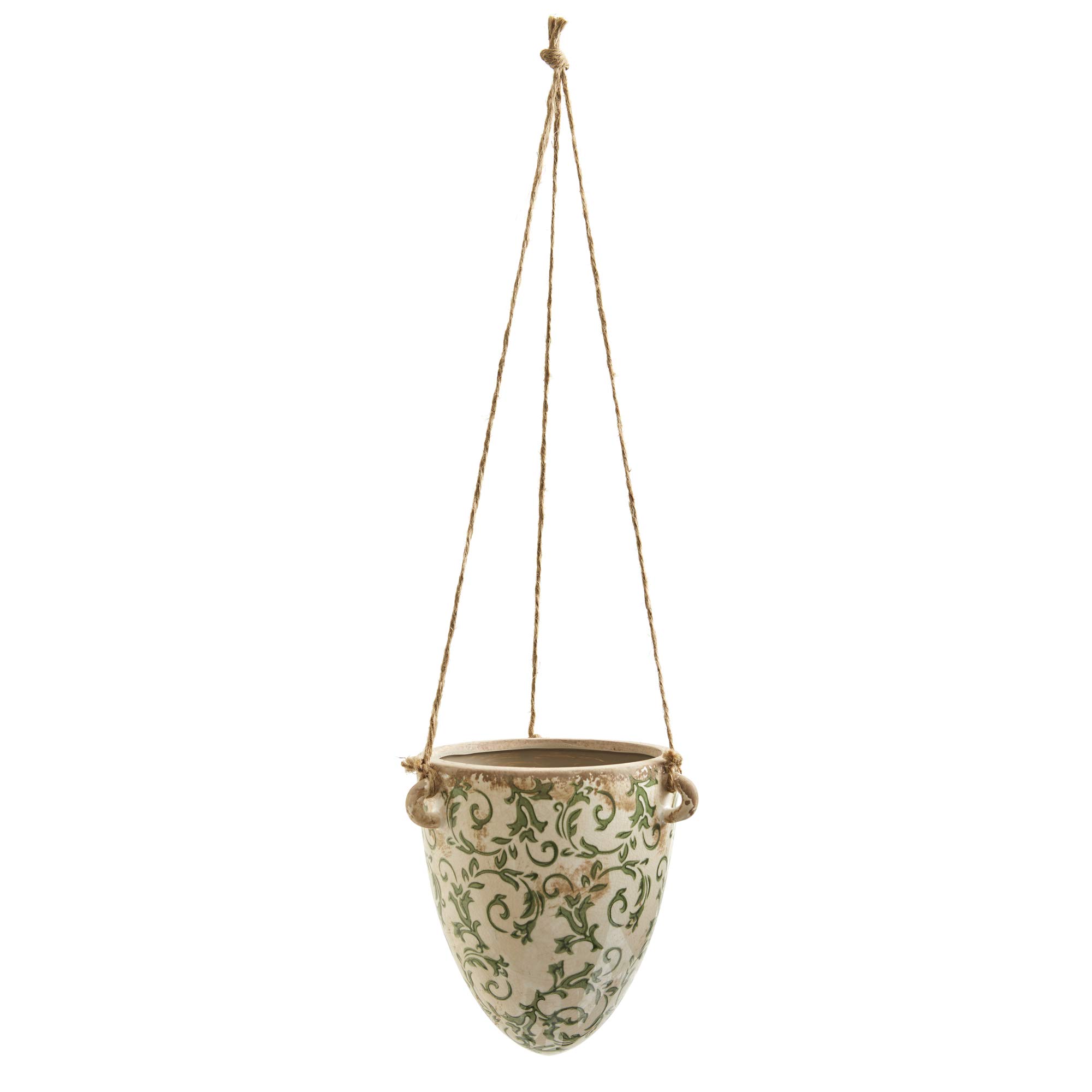 Photo 1 of 2ft. Tuscan Hanging Ceramic Scroll Planter