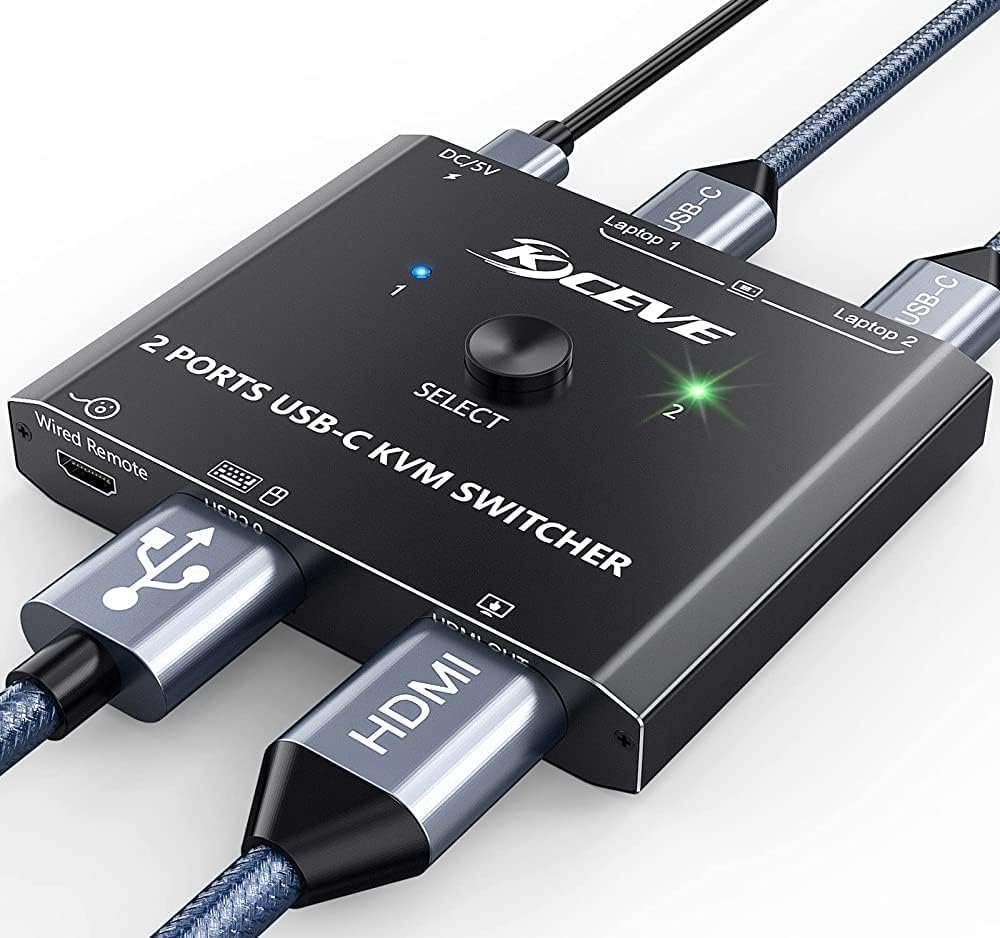 Amazon.co.jp: KCEVE 2入力1出力 USB-C to HDMI KVMスイッチ、4K@60Hz
