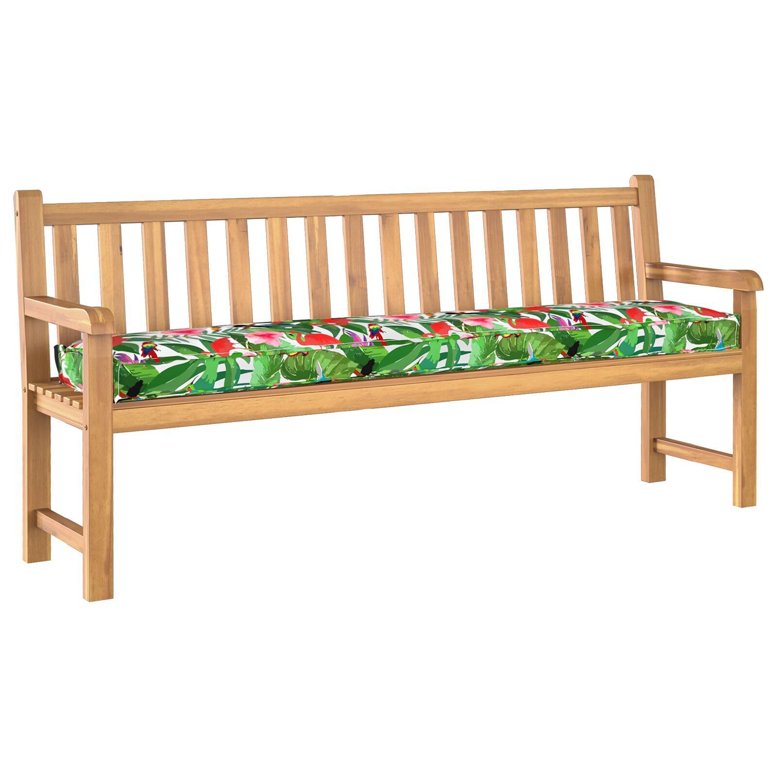 Tropikalna poduszka na ławkę w dżungli 200 x 40 x 8 cm tkanina Oxford ze zdejmowaną poszewką i kwiatowym wzorem do użytku na zewnątrz i wewnątrz, trwały materiał poliestrowy
