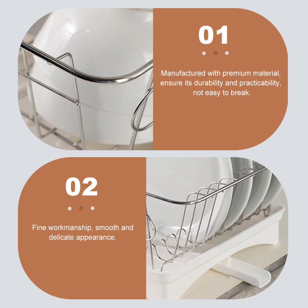 Alipis Geschirrständer aus Edelstahl mit Abtropfblech und Besteckhalter Weiß Praktischer Küchen Organizer für Arbeitsplatten Einfach zu Montieren und Elegant im Design