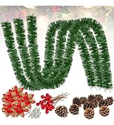 Christmas Garland, 54Ft Artificial Garland for Christmas Decorations, Premium Quality Green Garla...