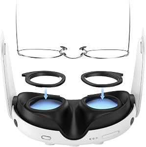 AMVR Lens Protector Set Compatible with Meta/Oculus Quest 3 Accessories,Glasses Spacer for Q3 VR Lenses,Soft Silicone Rings Protect Prescription Glasses (Only Spacer Frame)
