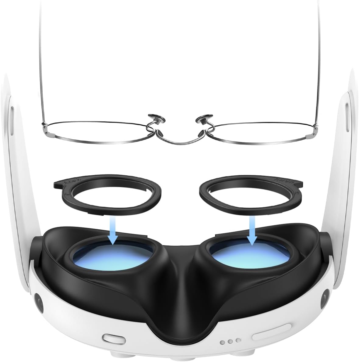 AMVR Lens Protector Set Compatible with Meta/Oculus Quest 3 Accessories,Glasses Spacer for Q3 Lenses,Soft Silicone Rings Protect Prescription Glasses(Only Spacer Frame, No Lenses)
