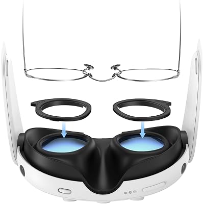 AMVR Lens Protector Set Compatible with Meta/Oculus Quest 3 Accessories,Glasses Spacer for Q3 Lenses,Soft Silicone Rings Protect Prescription Glasses(Only Spacer Frame, No Lenses)