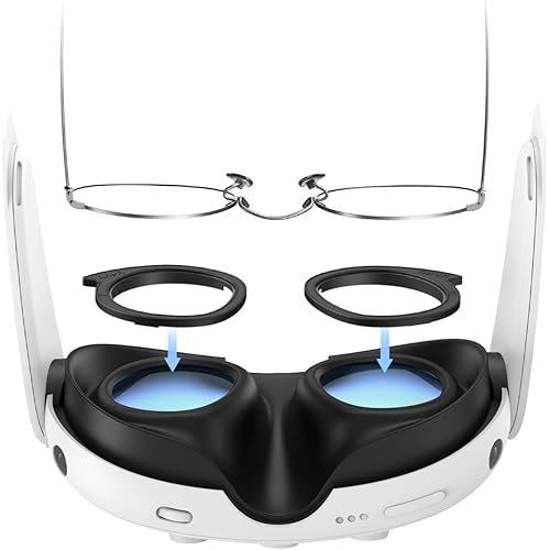 AMVR Lens Protector Set Compatible with Meta/Oculus Quest 3 Accessories,Glasses Spacer for Q3 Lenses,Soft Silicone Rings Protect Prescription Glasses(Only Spacer Frame, No Lenses)