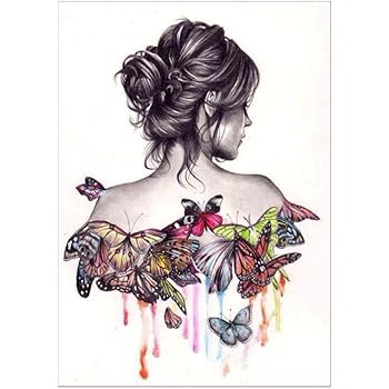 5d Diamant Broderie Fille De Beaute Papillon Resine Point De Croix Peinture Kits Diy Needlework Decoration Salon Chambre Amazon Fr Cuisine Maison