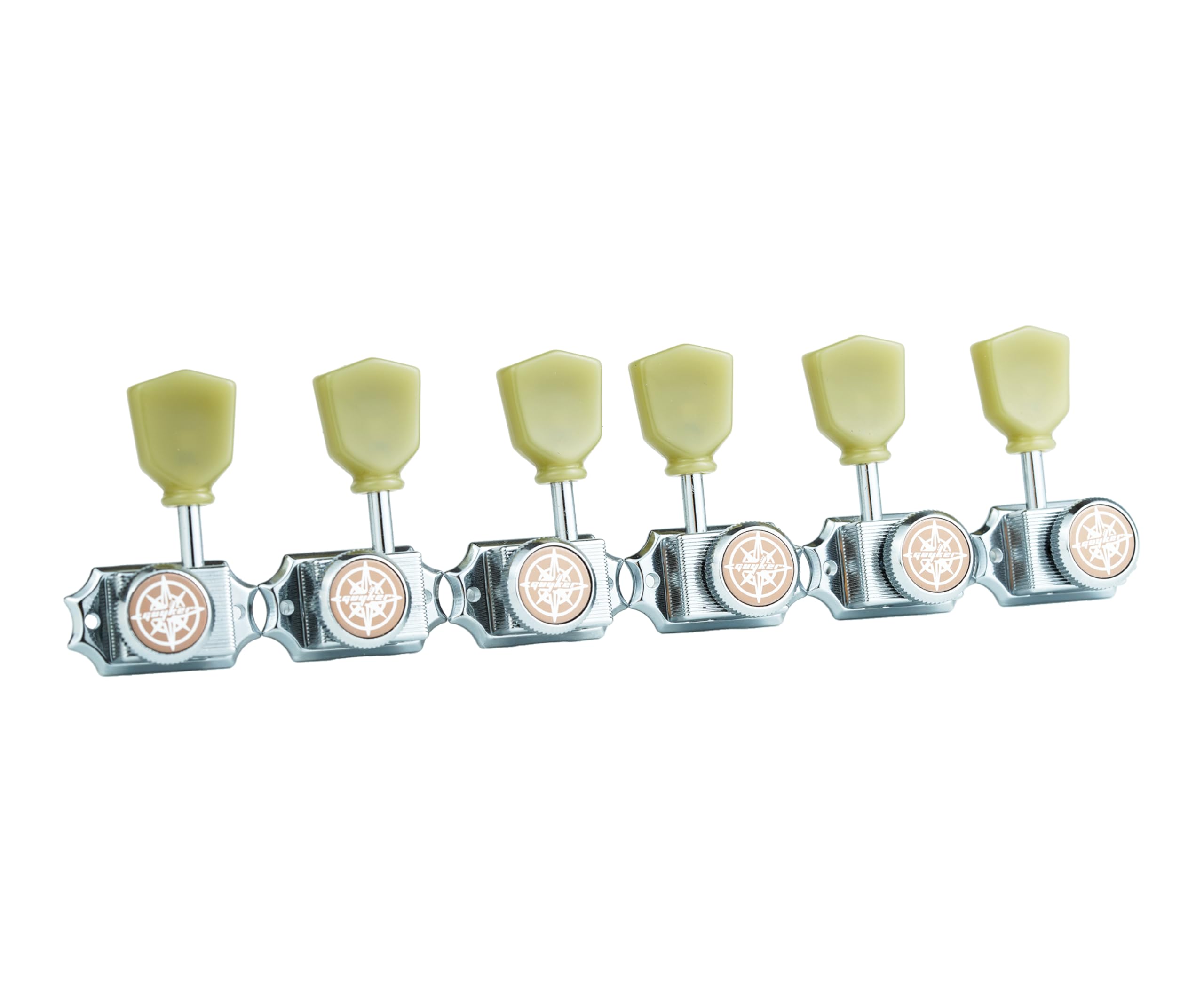 Guyker 6Pcs Guitar Locking String Tuning Pegs (3R + 3L) – 1:15 Vintage Deluxe Style Tuners Key Machine Heads Set with Keystone Knob Replacement for Les Paul Style Electric or Acoustic Guitar - Chrome