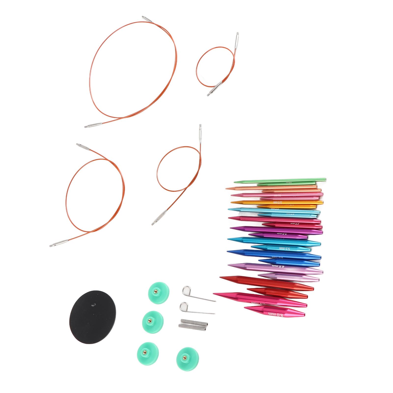 Dpofirs Juego de Agujas de Tejer Circulares, Intercambiables, Surtidas de 3 a 8 Mm con Bolsa de Almacenamiento para Manualidades